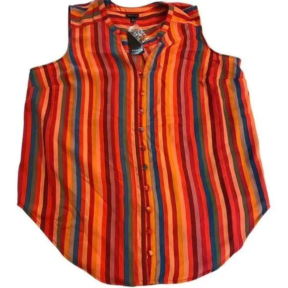 Torrid NWT bright color striped button tank Size 1X - Picture 2 of 6